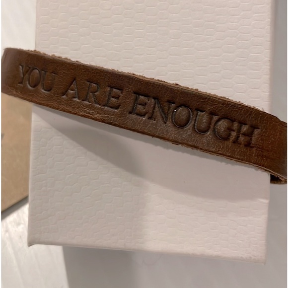 Oak River Genuine Leather “You Are Enough” Leather adjustable bracelet unisex - Picture 2 of 11